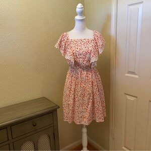Old Navy Prairie Flutter Sleeve Tie Back Waist-Defined Floral Mini Dress Small